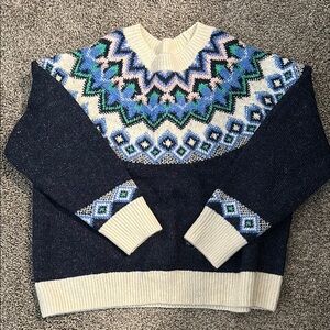 Navy and Cream Geometric Sweater